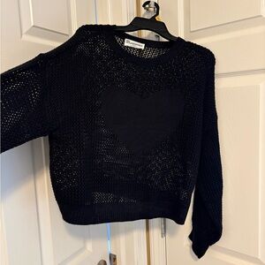 No Boundaries Black Heart Knit Sweater